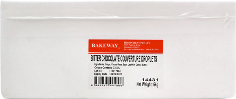 BITTER CHOCOLATE COUVERTURE DROPLETS 6KG (#14431)