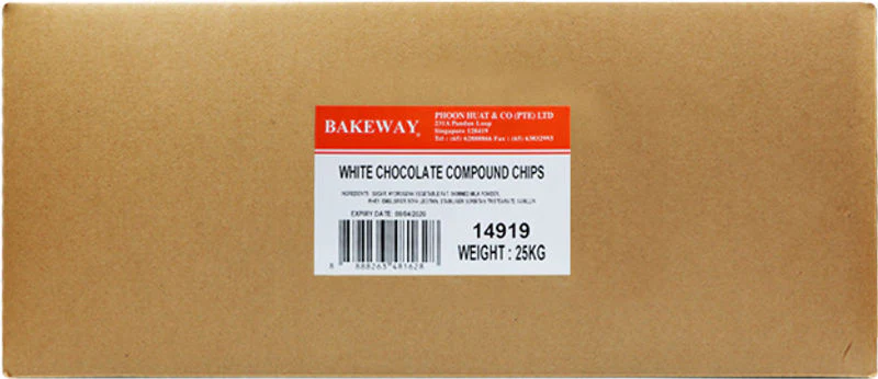 WHITE CHOCOLATE COMPOUND CHIPS 25KG (#14919)