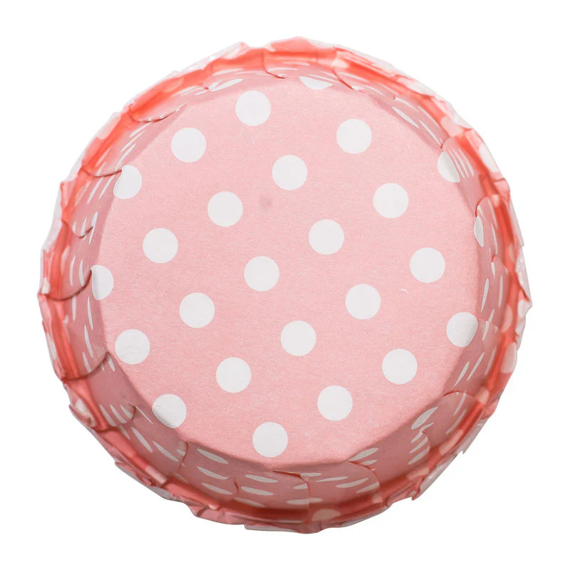 SOUFFLE BAKING CASE POLKA DOT PINK 44X35MM 100PCS (#53918) - Image 2