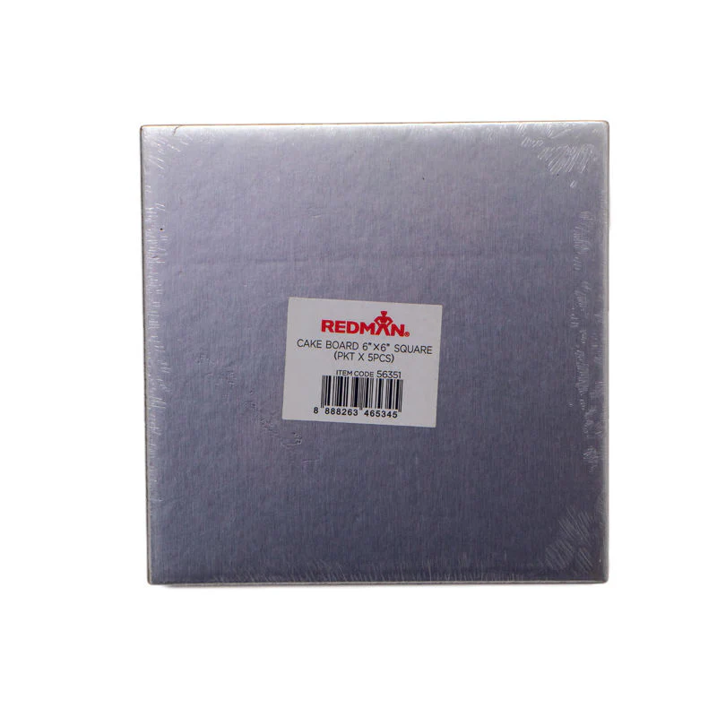CAKEBOARD 6" SQUARE/SILVER 5PCS (#56351)