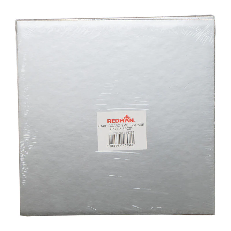 CAKEBOARD 8" SQUARE/SILVER 5PCS (#56353)
