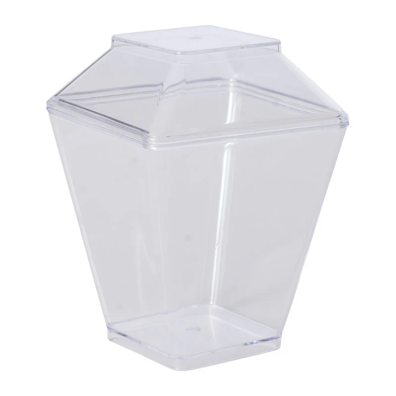 DESSERT CUP WITH COVER SQUARE 220ML 10SET (#57777)
