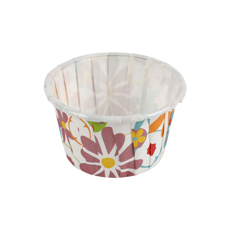 SOUFFLE BAKING CASE BROWN FLORAL45X37MM 100PCS (#58720) - Image 2