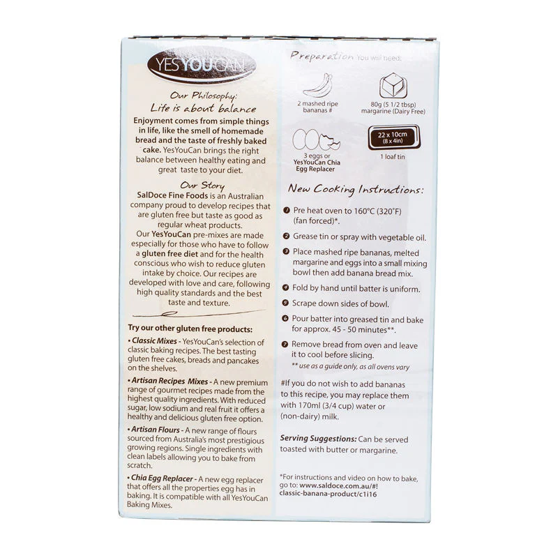 GLUTEN FREE BANANA BREAD MIX 450G (#58980) - Image 3