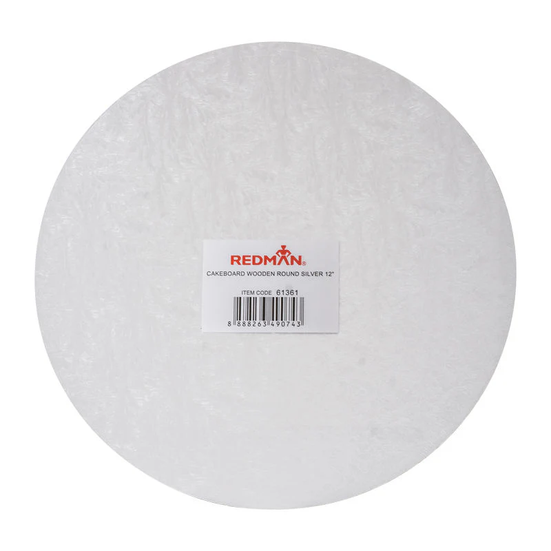 WOODEN CAKEBOARD RD SILVER 12" (#61361)