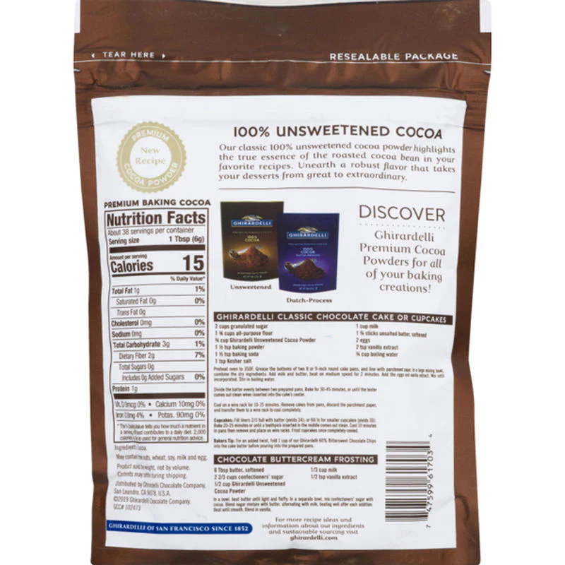 UNSWEETENED COCOA BAKING 100% 8OZ (#62865) - Image 2