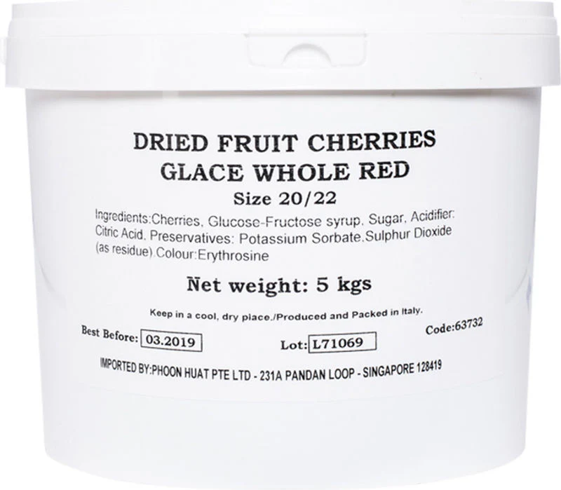 GLACED WHOLE RED CHERRIES 5KG (#63732)