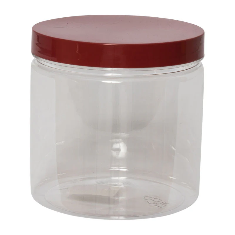 ROUND PET CONTAINER RED CAP 720ML (#63841)