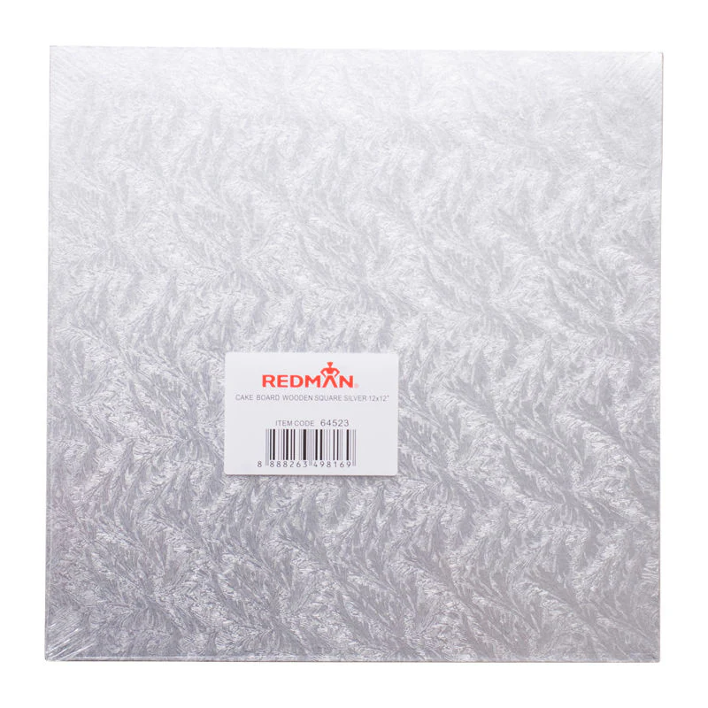 WOODEN CAKEBOARD SQUARE SILVER 12" (#64523)