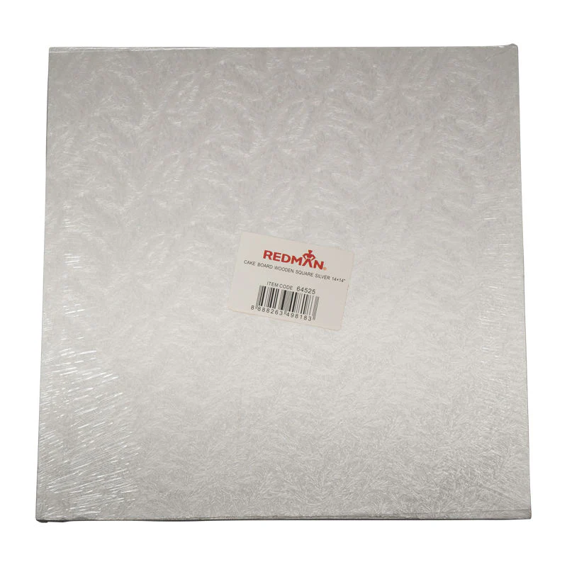WOODEN CAKEBOARD SQUARE SILVER 14" (#64525)
