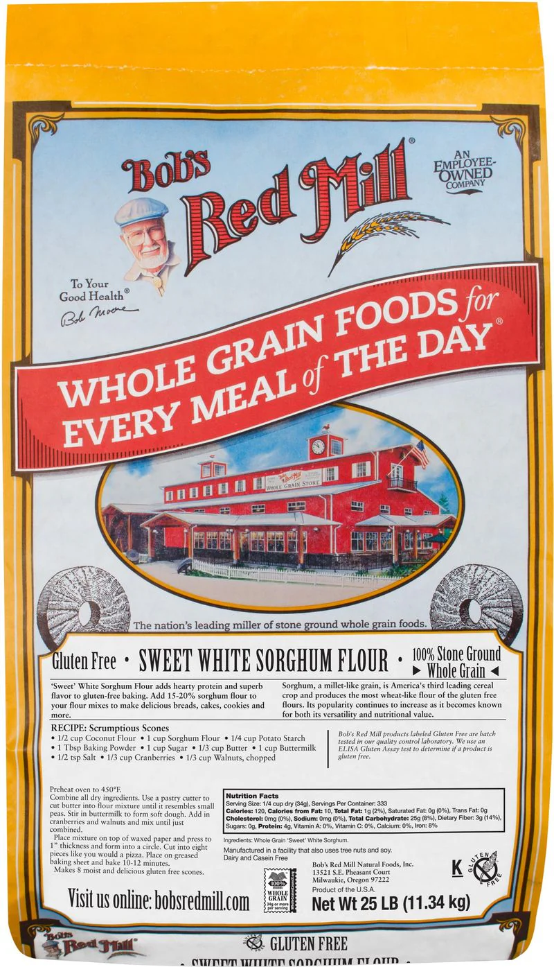 GLUTEN FREE SWEET WHITE SORGHUM FLOUR 25LB (#65177)