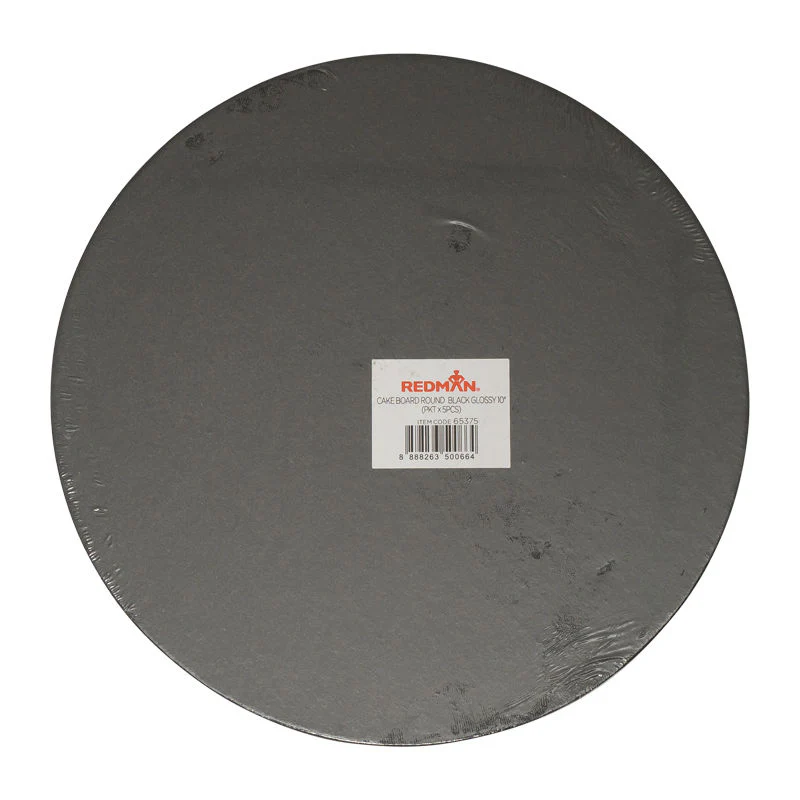 CAKEBOARD 10" ROUND GLOSSY BLACK 5PCS (#65375)