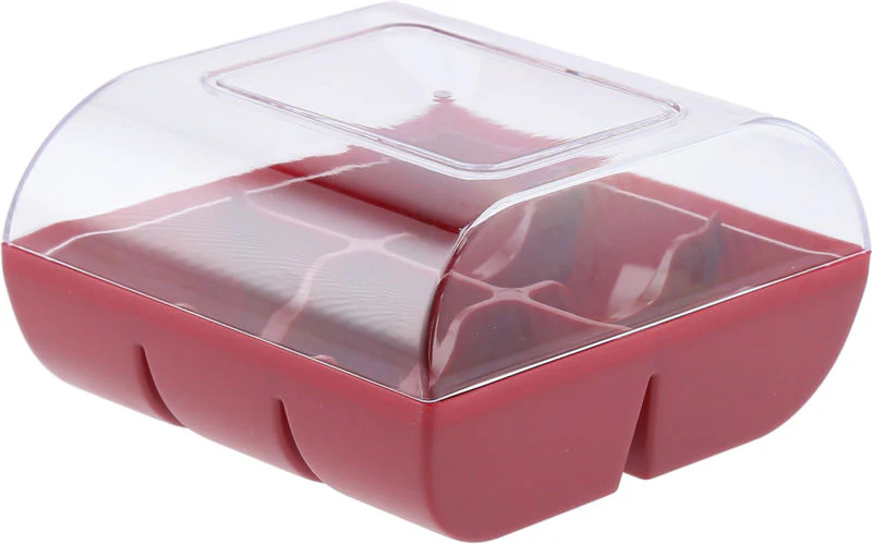 BOX PLASTIC MACARON 6 RED (#65439)