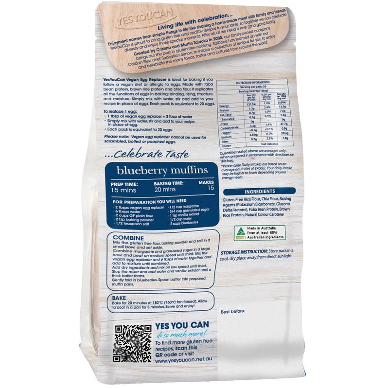 GLUTEN FREE VEGAN EGG REPLACER 180G (#66522) - Image 2