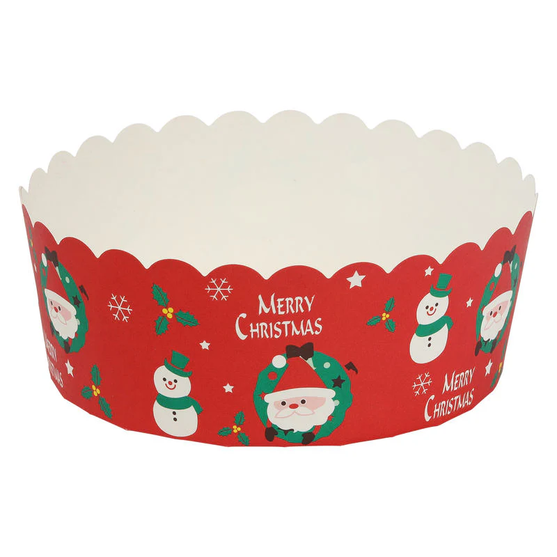 PAPER MOULD ROUND 140X60MM XMAS RED 50PC (#66757)