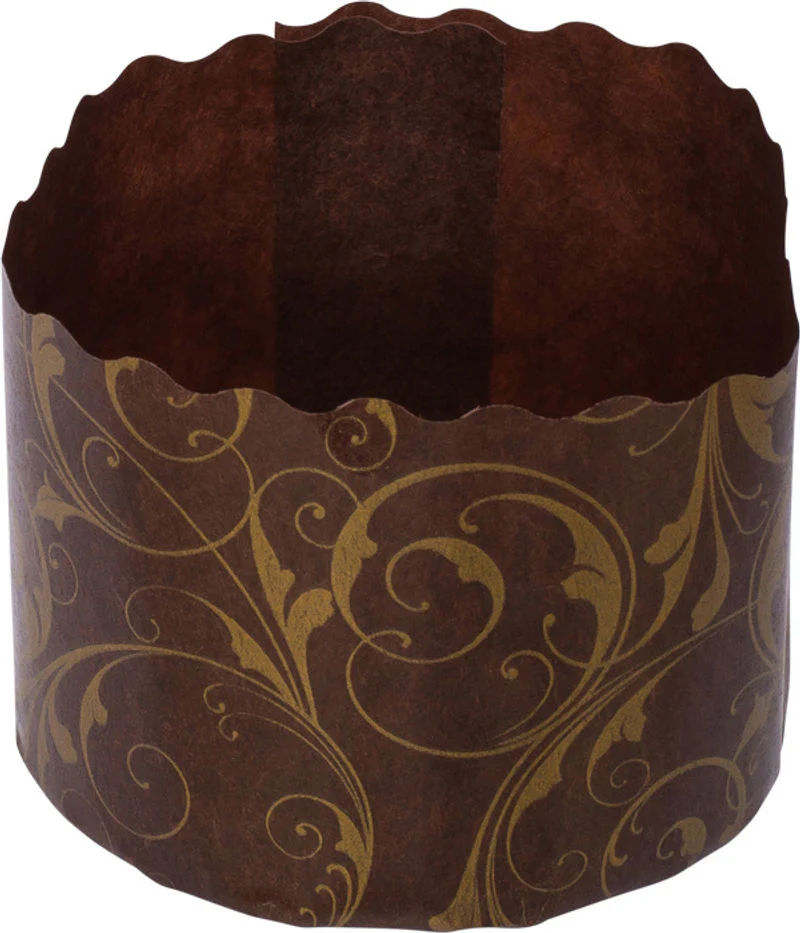 PANETTONE PAPER MOULD BROWN/GOLD 60X45MM 25PC (#66807)