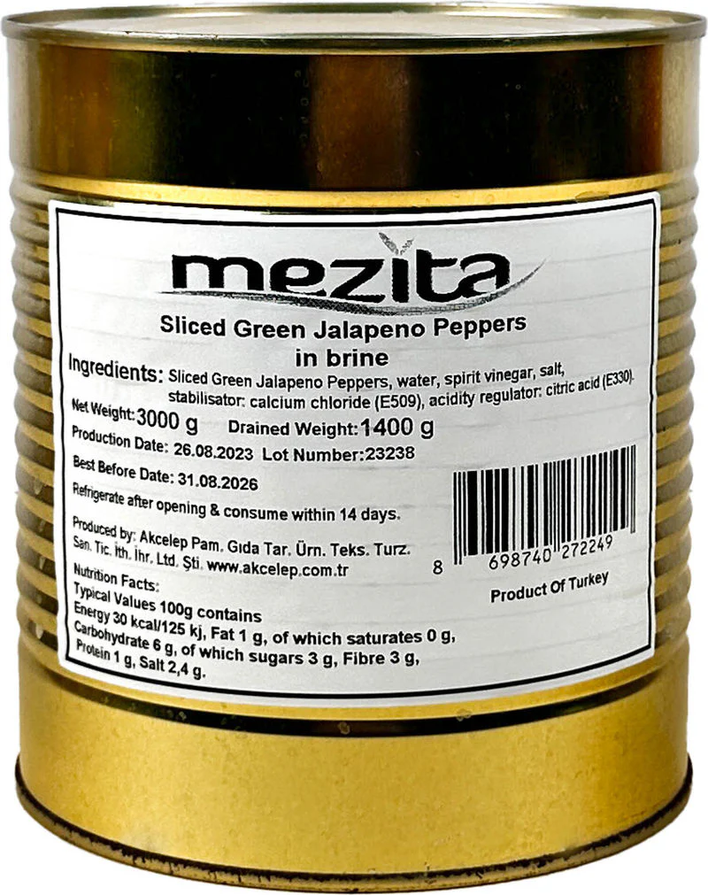 SLICED GREEN JALAPEÑO 3KG (#81196)