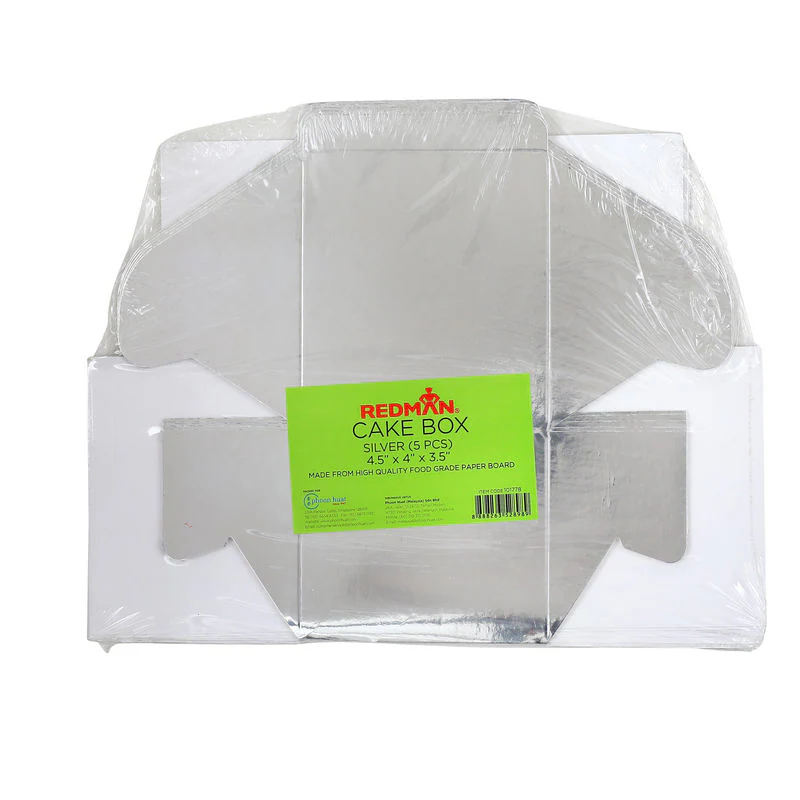 SILVER CAKE BOX 4.5X4X3.5" 5PC (#101778) - Image 2