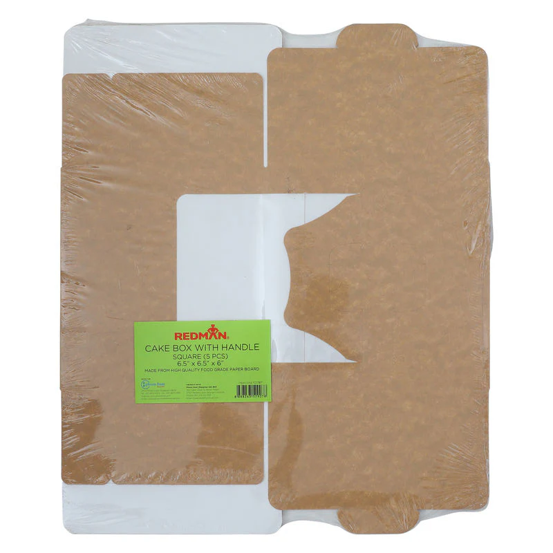 COATED KRAFT CAKEBOX WINDOW HANDLE 6.5X6.5X6" 5PC (#101787) - Image 2