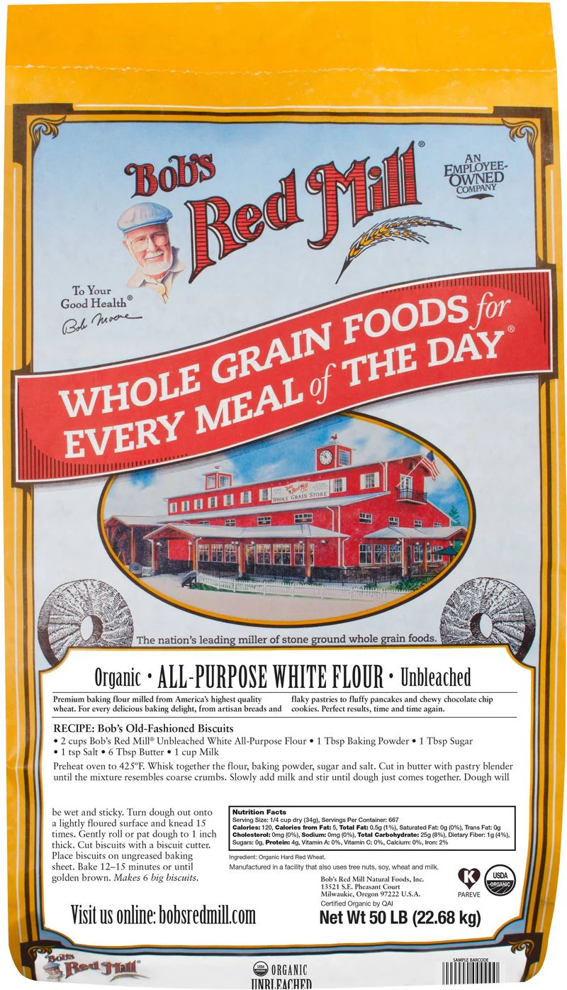 FLOUR UNBL ALL PURP WHT ORG/BOB RM 50LB (#101894)
