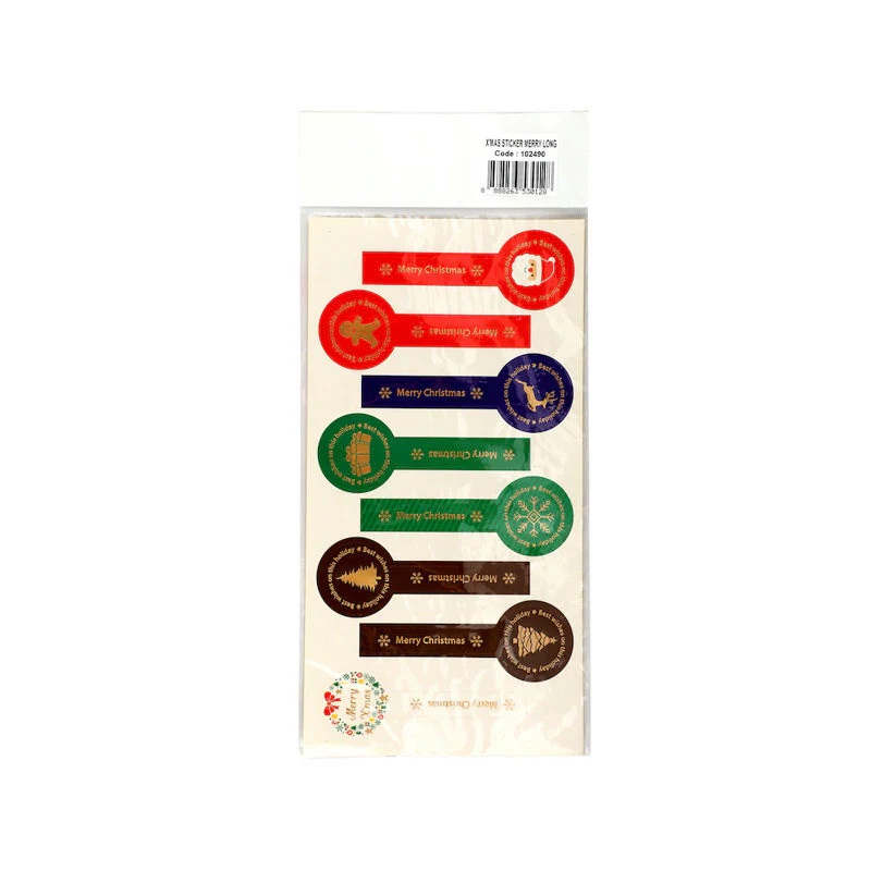X'MAS STICKER MERRY XMAS LONG B093 8PC (#102490)