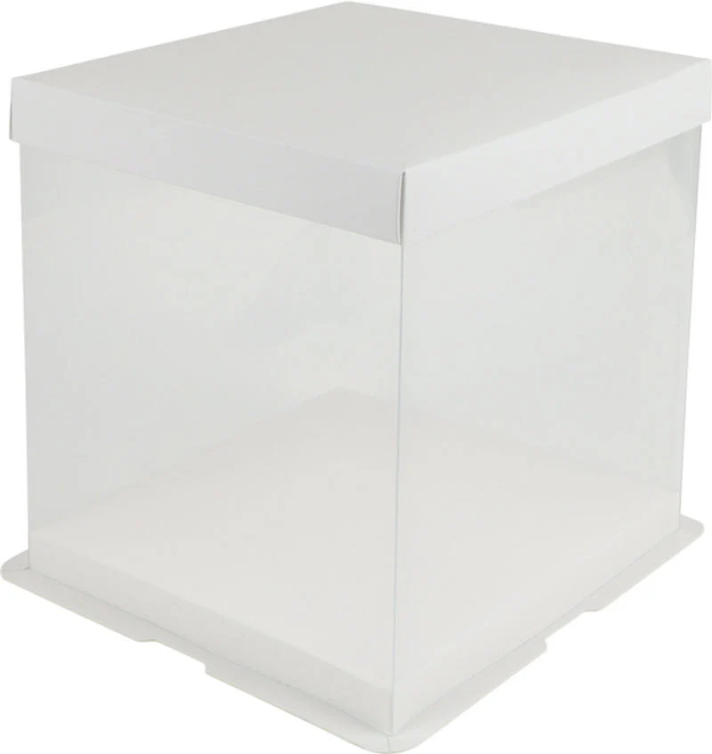 PVC DISPLAY CAKE BOX WHITE 21.5X21.5XH23CM (R201700) (#103454)