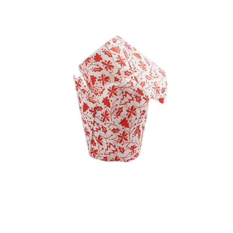 BAKING CASES TULIP 15X15CM XMAS TREE RED 200PC (#103469)
