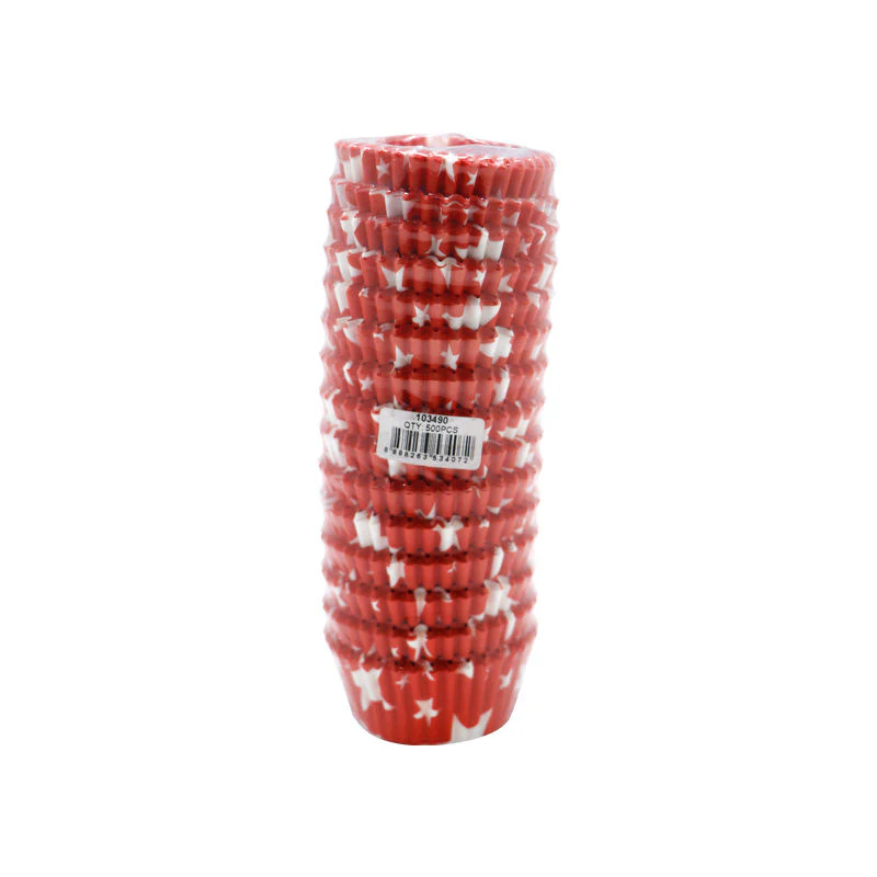 BAKING CASES GREASEPROOF 110MM STAR RED 500PC (#103490)