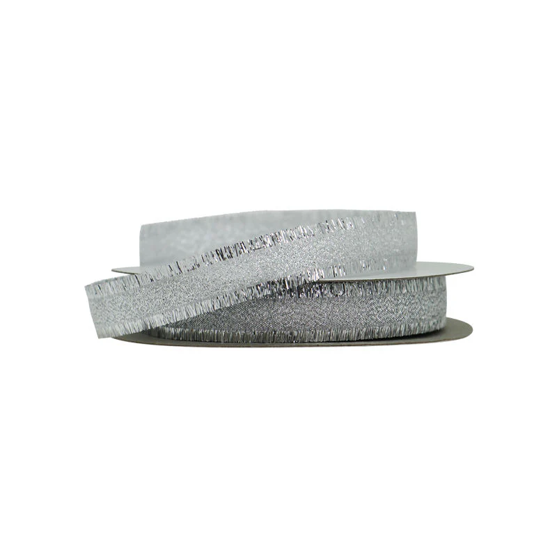 RIBBON SILVER FRAY EDGE 16MMX25M (#103544)