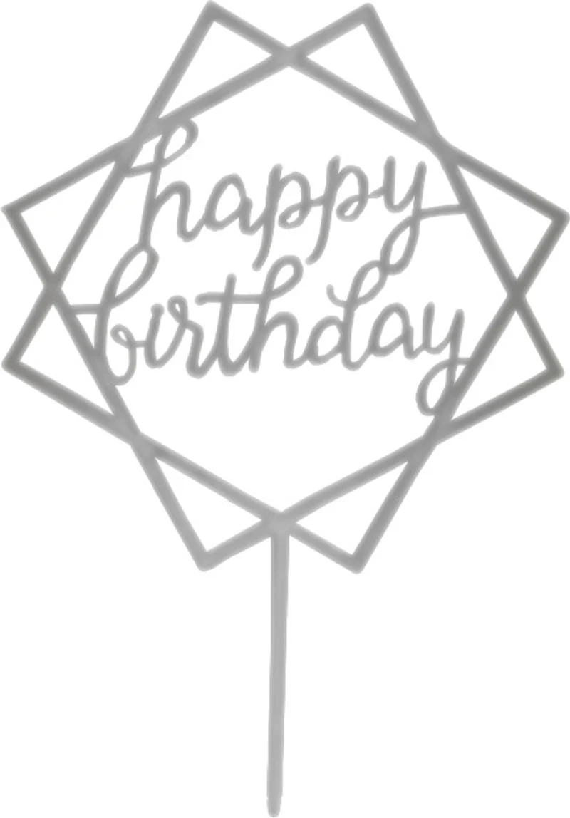 HAPPY BIRTHDAY ARCYLIC INSERT ROUND SILVER (#103559)