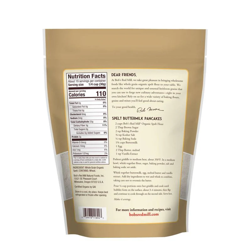 SPELT FLOUR ORG/BOB'S R M 20OZ (#103656) - Image 2