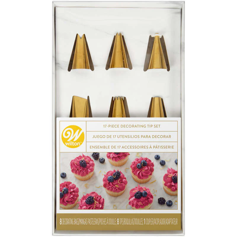 17PC PIPING TIP SET W BAG N COUPLER 418-0-0009 (#105402)