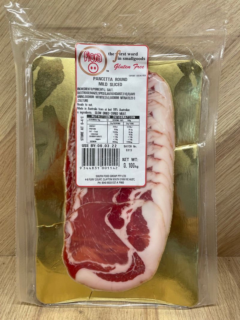 CHILLED AU PANCETTA ROUND MILD SLICED 100G (#105686)