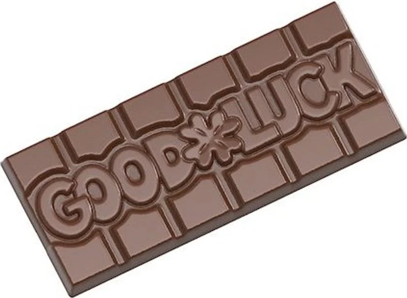 "GOOD LUCK" CHOC TABLET MOULD 4CAV CW12014 (#106099)