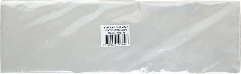 CAKE WRAP BOPP PLAIN SHEET 100X330X0.03MM 500PCS (#106148)