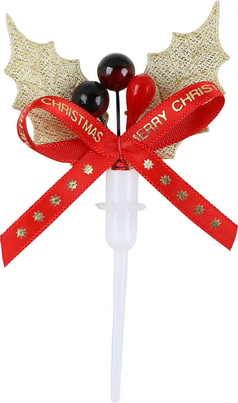 DECOR ON PICK X'MAS LEAVE 8.5X5CM 3111 (#106711)