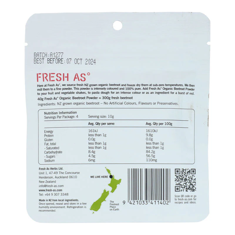 FREEZE DRIED BEETROOT POWDER 40G (#107678) - Image 2