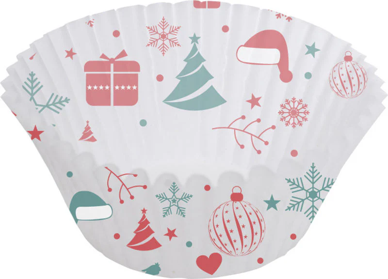 BAKING CASES GREASEPROOF 75MM XMAS SEASON WHITE 500PC (#109817)