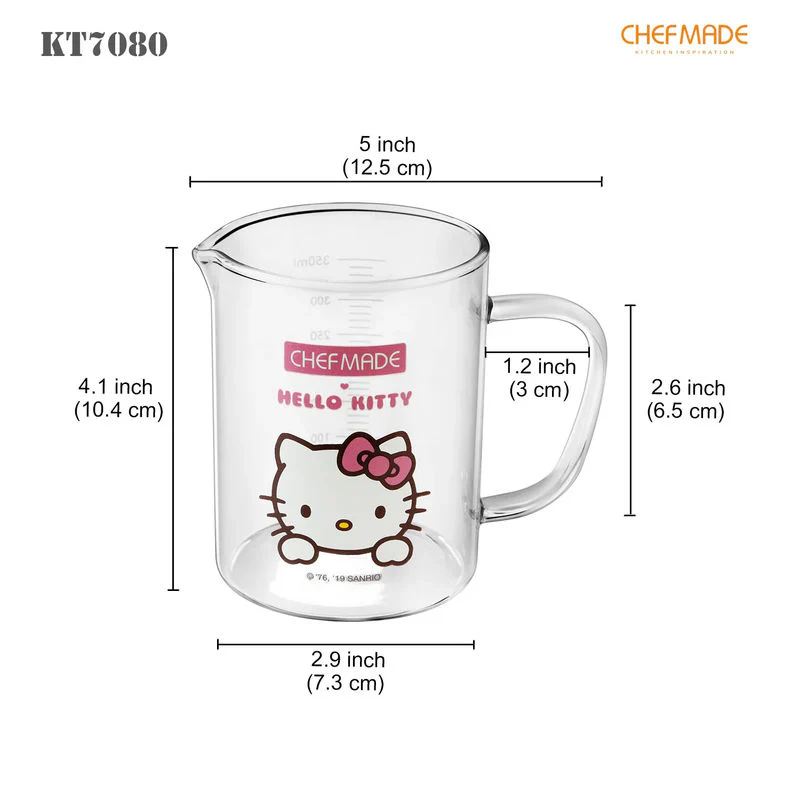 MEASURING CUP GLASS 350ML HELLO KITTY (#110459) - Image 2