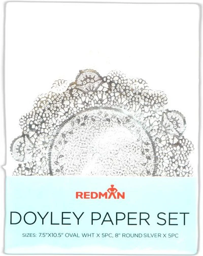 DOYLEY PAPER SET (7.5"X10.5" OVAL WHT X 5PC, 8" ROUND GOLD X 5PC)10PC/SET (#112354)