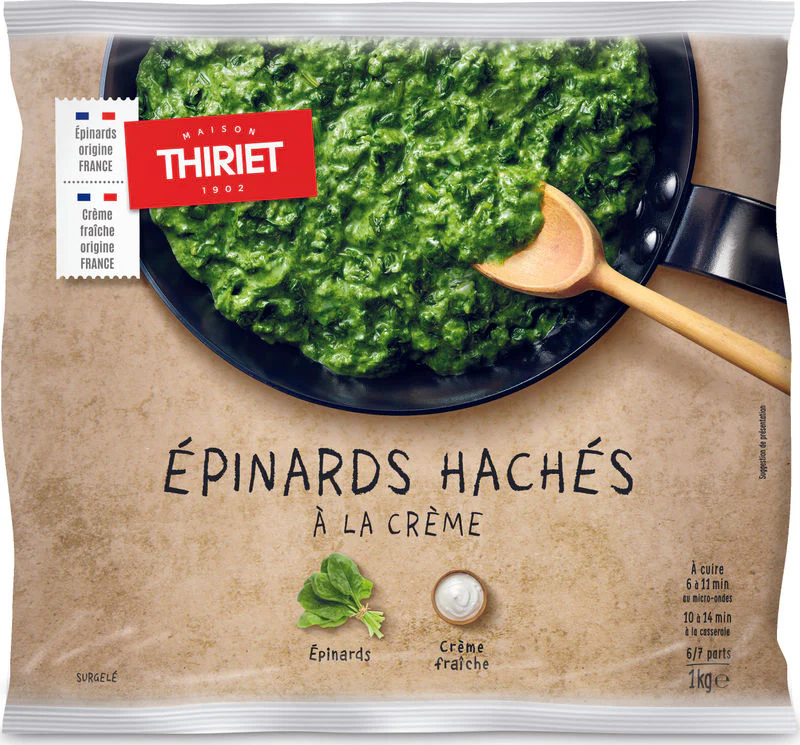 CHOPPED SPINACH WITH CREAM SAUCE 1KG 6-7 PORTIONS (#113042)
