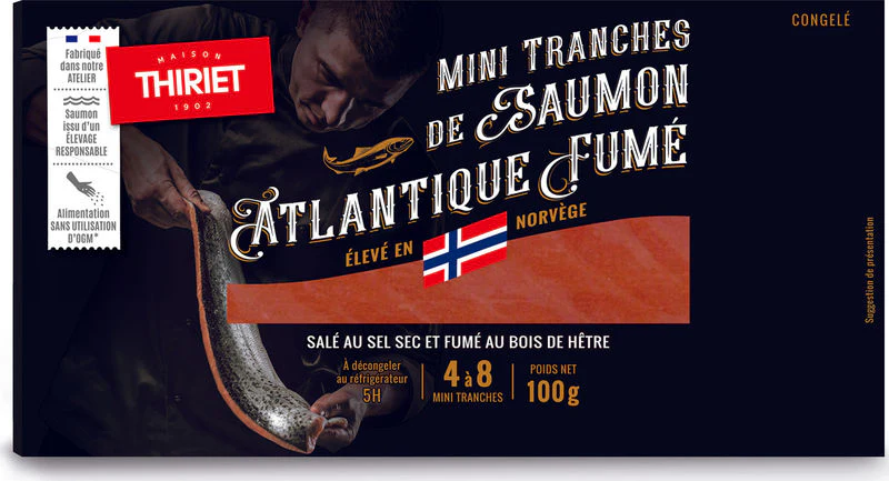 MINI SLICES SMOKED ATHLANTIC SALMON NORWAY 100G 4-8 SLICES (#113054)