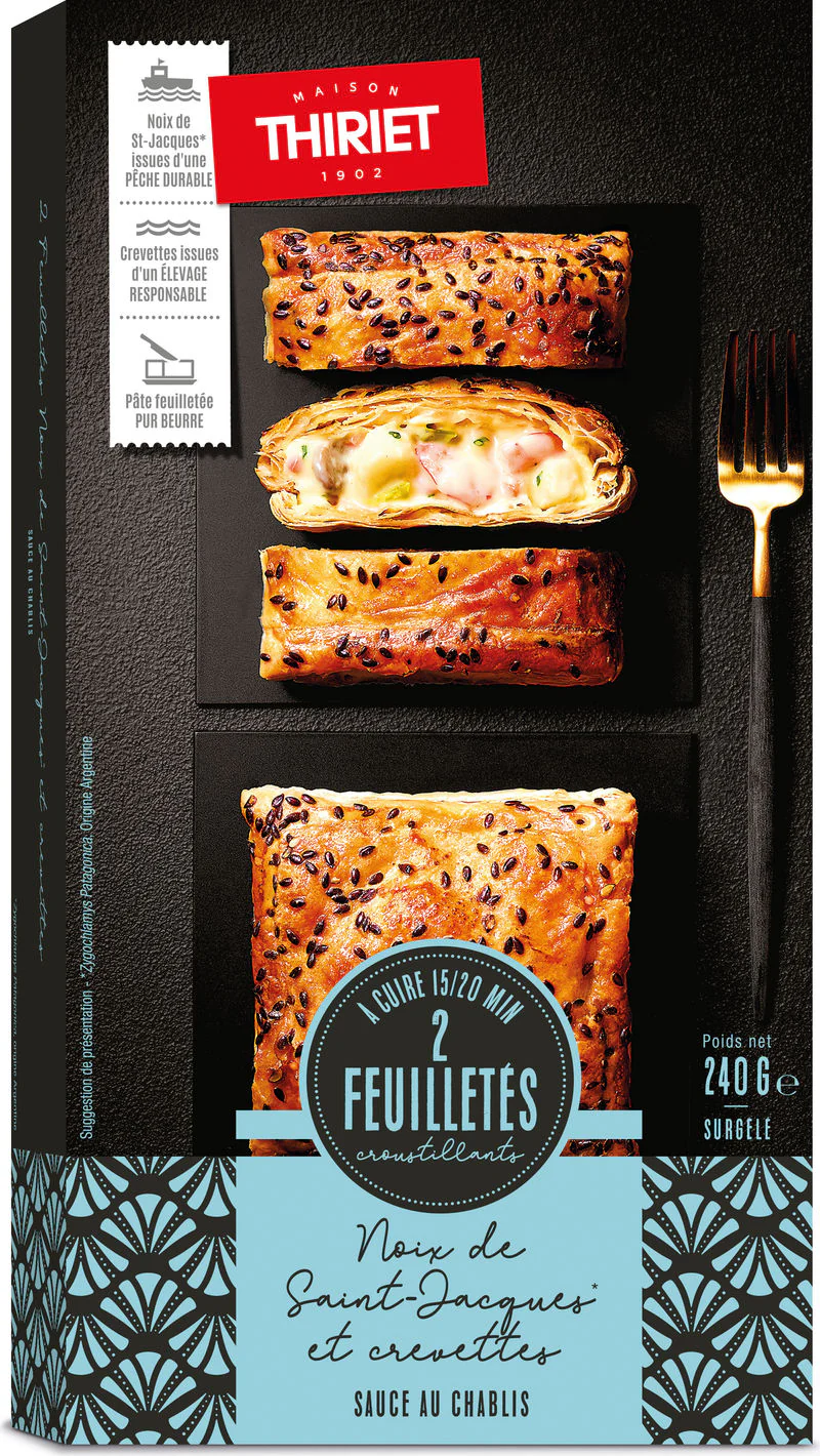 SAVOURY PUFF SCALLOPS-SHRIMP 240G THIRIET 2 PIECES (#113066)