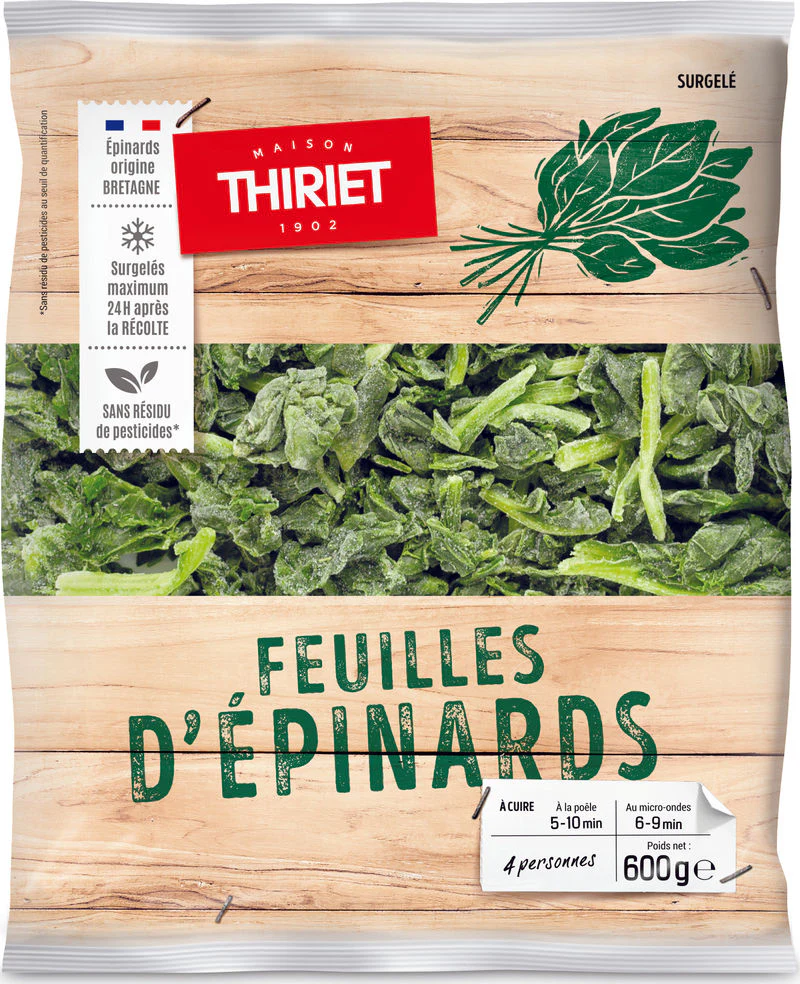 SPINACH LEAVES 600G 4 PORTIONS (#113100)