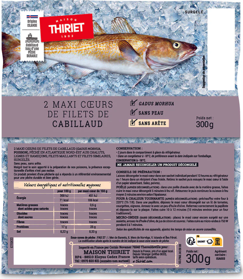 MAXI COD FILLET HEART PIECES ECO FISHING 300G 2 PIECES (#113200)