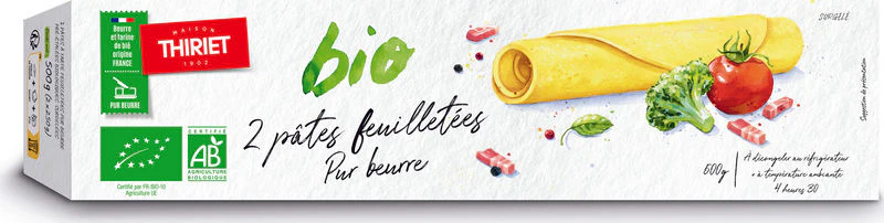 ORG PURE BUTTER PUFF PASTRY SHEETS TO UNROLL 500G 2 PIECES (#113285)