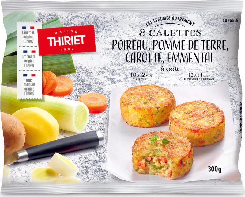 LEEK POTATO CARROT AND EMMENTAL PATTIES 300G 8 PIECES (#113293)