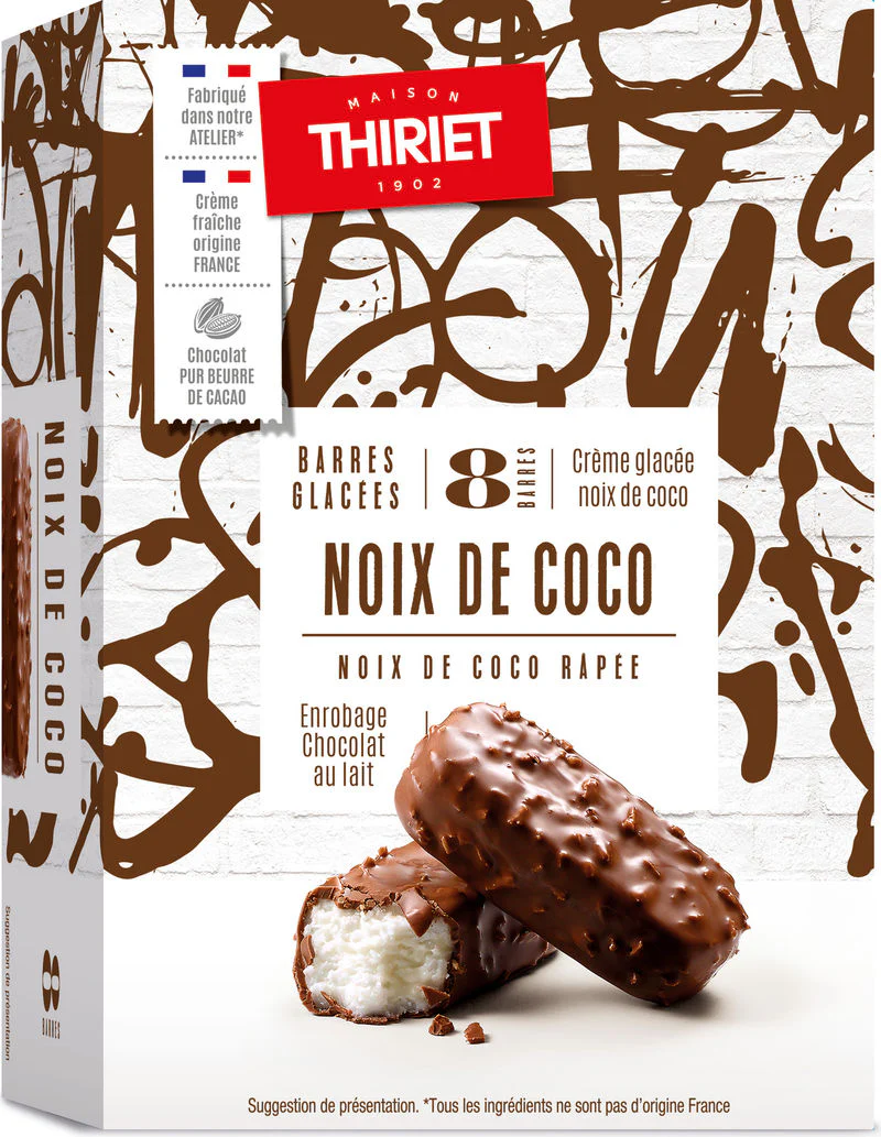 ICE CREAM BARS COCONUT AND MILK CHOCOLATE COATING 5X40G (#120615)