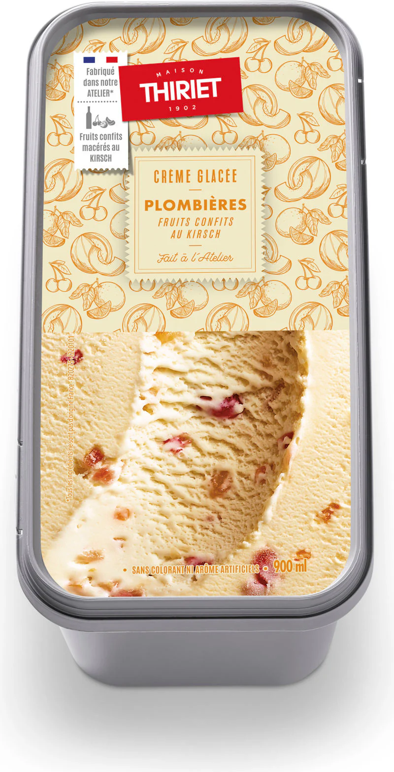 ICE CREAM TUB PLOMBIERES CANDIED FRUITS KIRSCH 900ML (#120643)