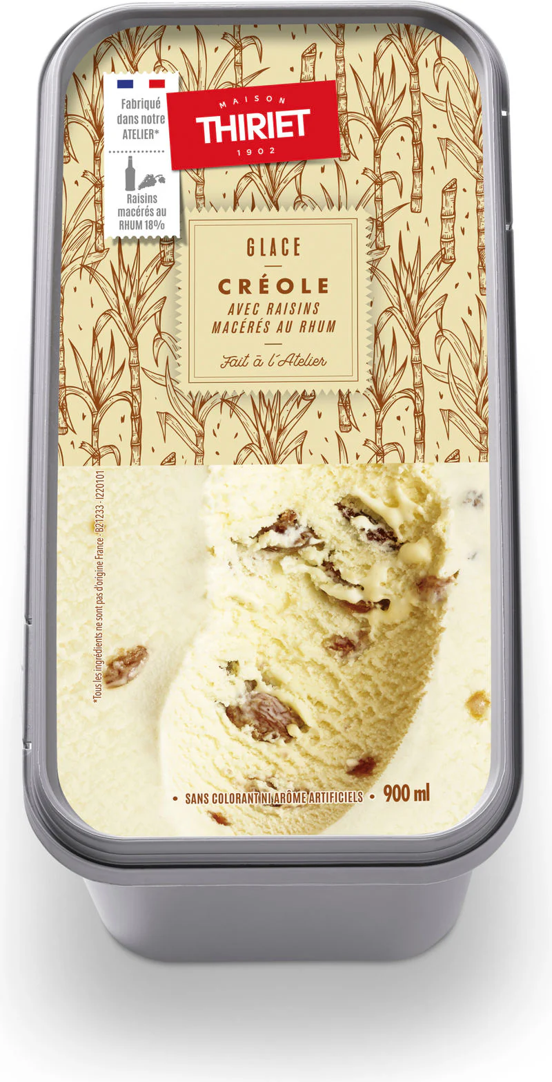 ICE CREAM TUB CREOLE WITH RHUM-SOAKED GRAPES 900ML (#120651)